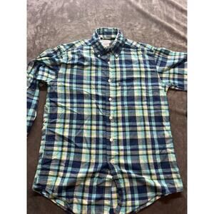 Brooks‎ Brothers 346 Mens Small Shirt Navy Blue Plaid Long Sleeve